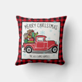 おもちゃ付きヴィンテージトラックMerry Christmas Add Name クッション (裏面)