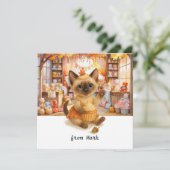 おもちゃ付き秋の猫 – 秋シーズングリーティング シーズンカード (スタンド正面)