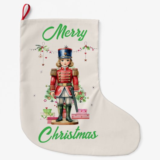 おもちゃ兵士クリスマスツリー ラージクリスマスストッキング (正面)