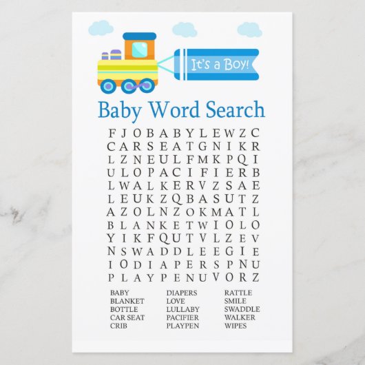 おもちゃ列車赤ちゃんシャワー語検索ゲーム (正面)