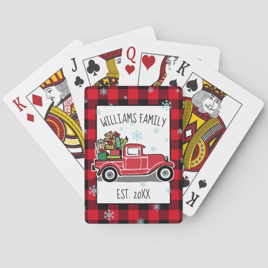 おもちゃ家族のモノグラムが付いているクリスマスのヴィンテージのトラック トランプ (裏面)