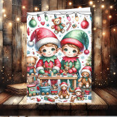 おもちゃ屋で愛らしいクリスマス小妖精や小人 シーズンカード