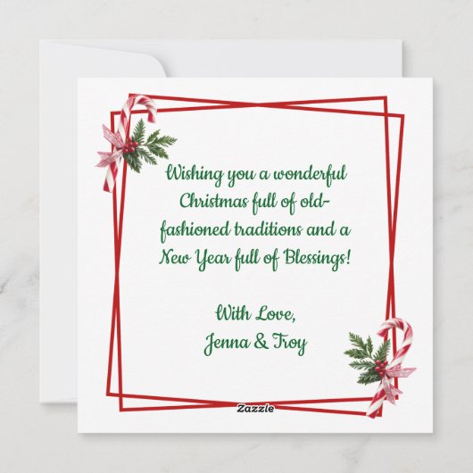 おもちゃ屋で愛らしいクリスマス小妖精や小人 シーズンカード (裏面)