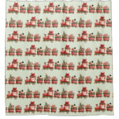 おもちゃ柄の可愛いヴィンテージクリスマストレイン シャワーカーテン (正面)