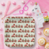 おもちゃ柄の可愛いヴィンテージクリスマストレイン ペーパープレート (パーティー)