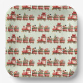 おもちゃ柄の可愛いヴィンテージクリスマストレイン ペーパープレート (正面)