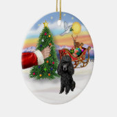 おもちゃ用または最小用の治療ブラックプードル セラミックオーナメント (右)