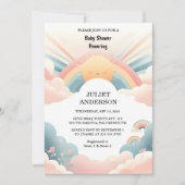 おもちゃ男の子ピンクユニークスカイクラウドサンシャインベビーシャワー 招待状 (正面)