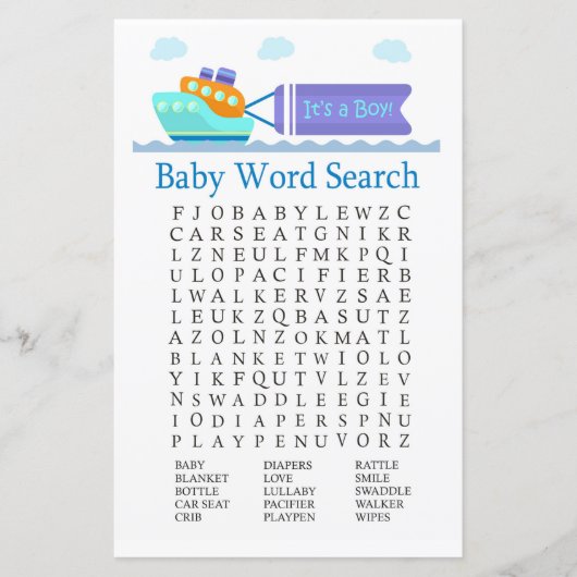 おもちゃ船赤ちゃんシャワー語検索ゲーム (正面)