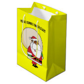 おもちゃ袋を持つ黒いサンタクロース ミディアムペーパーバッグ (正面アングル)