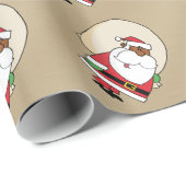 おもちゃ袋を持つ黒いサンタクロース ラッピングペーパー (ロールコーナー)