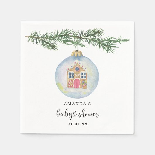 おもちゃ赤ちゃんシャワー付き冬枝 スタンダードカクテルナプキン (正面)