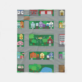 おもちゃ車の町の道路図 フリースブランケット