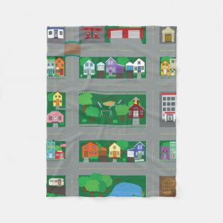 おもちゃ車の町の道路図 フリースブランケット