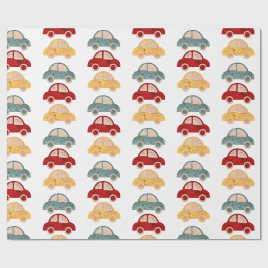 「おもちゃ車」の無光沢のギフト用包装紙 ラッピングペーパー (フラット)