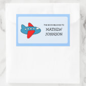 おもちゃ飛行機ブックラベルシール |学校用品 長方形シール (バッグ)