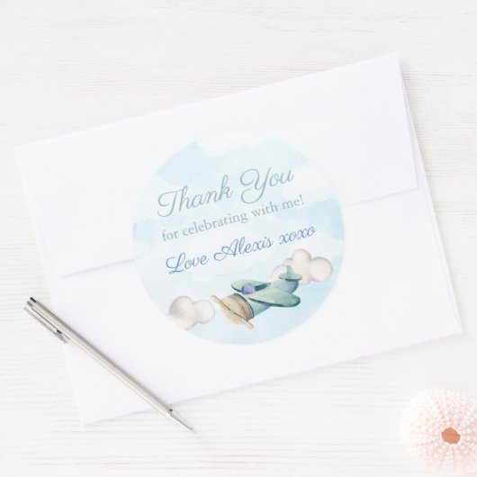 おもちゃ飛行機旅行ベビーシャワー誕生日ありがとう ラウンドシール (封筒)