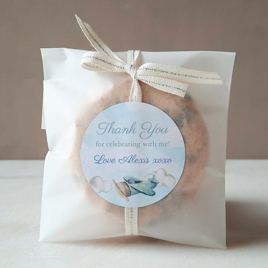 おもちゃ飛行機旅行ベビーシャワー誕生日ありがとう ラウンドシール