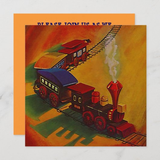 おもちゃRRの列車は~BIRTHDAYのパーティの招待状を追跡します 招待状 (正面/裏面)