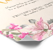 おもてなしのカリグラフィー ピンクのポインセチア ドリンク テーブル ポスター (角)