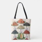 おもてなし用の盛り合わせ果物トレイのヴィンテージ食品 トートバッグ (裏面)