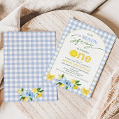 おもな絞り1歳の誕生日 ブルー レモン 招待状