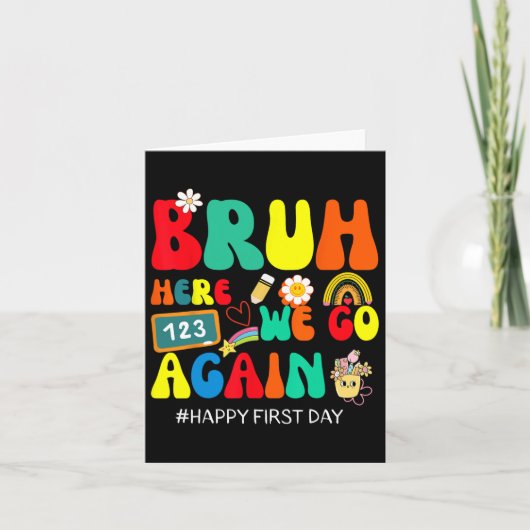 おやおやまた始まったよ！学校初日のおめでとうフレーズ カード (正面)