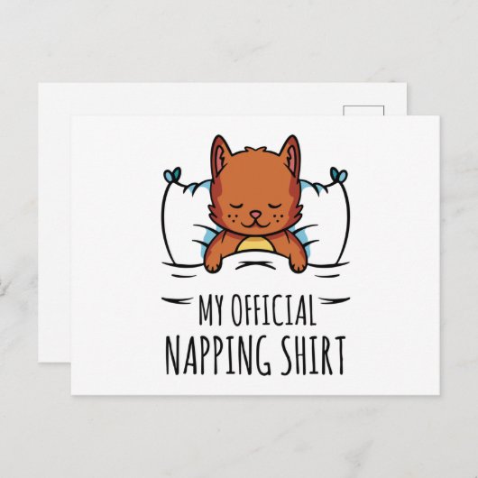 おやおや、おやじが寝ている猫と一緒に寝ている ポストカード (正面/裏面)