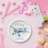 おやこ！冒険が待っている飛行機の赤ちゃんシャワー ペーパープレート (パーティー)