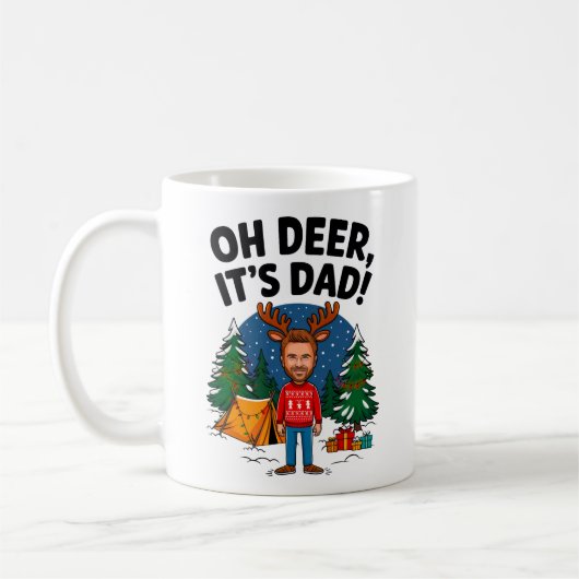 おやじのクリスマス 鹿 ジョーク アート コーヒーマグ コーヒーマグカップ (左)