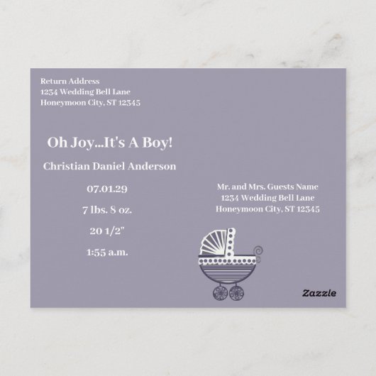 おやじの喜びよ… 男の子だ! ポストカード (裏面)