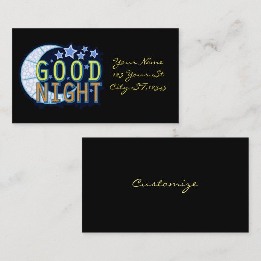 おやすみなさいの三日月形の月Thunder_Cove 名刺 (正面/裏面)