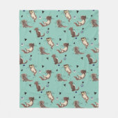 おやすみなさい私のかわいいカワウソ! フリースブランケット (正面)