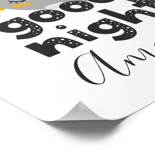 おやすみなさい。かわいい月と星。子供部屋ベビー ポスター (角)