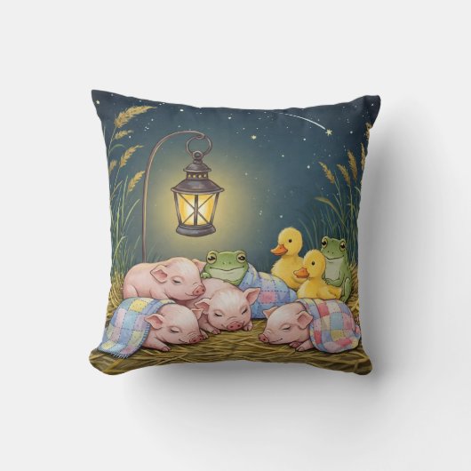 おやすみなさい！，アヒル，子豚，フロッグレット クッション (正面)