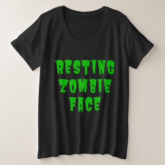 おやすみゾンビ顔 - 面白いハロウィン2022 プラスサイズTシャツ (デザイン正面)