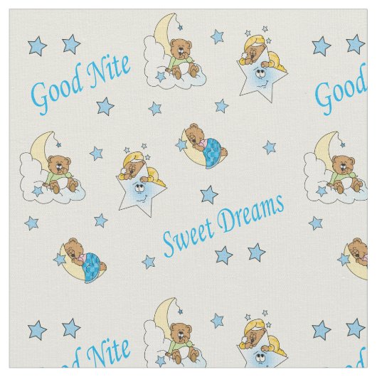 おやすみテディベア ファブリック (クローズアップ)