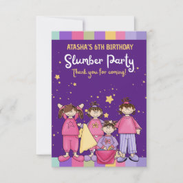 おやすみパーティー&誕生日会 友達を誘って サンキューカード