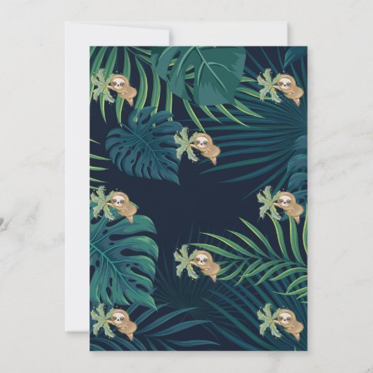 おやすみベイビースリーピングスロースのパームリーフベイビーシャワー 招待状 (裏面)