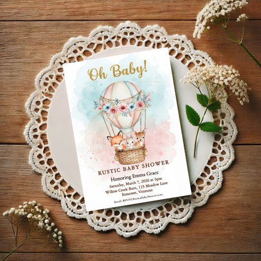 おやすみベイビー ホットエアバルーン 花の招待状 招待状