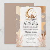 おやすみ 赤ちゃん 半月 うさぎ 招待状 (正面/裏面)