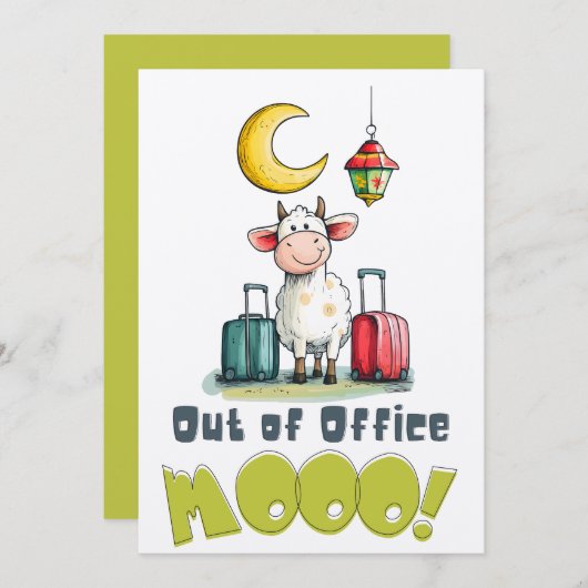 おやすみMOOO! | ユモアたっぷりのイードの牛のバケーション 招待状 (正面/裏面)