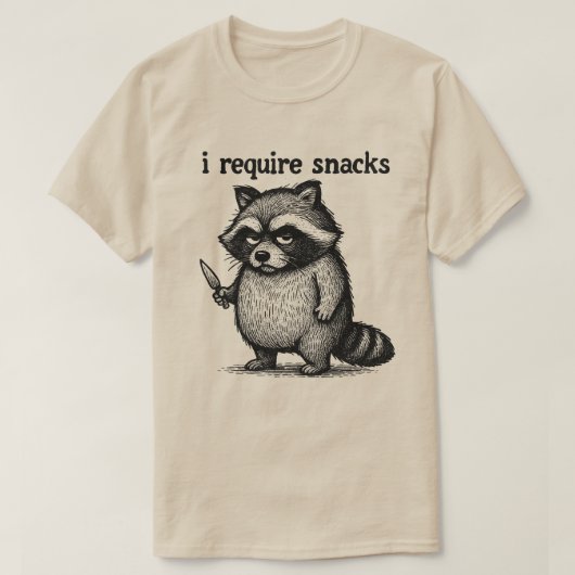 おやつが欲しいアライグマ | ビッグサイズの面白い動物 Tシャツ (デザイン正面)