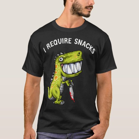 おやつが欲しいティラノサウルス・恐竜・面白い・恐竜のグッズ Tシャツ (正面)