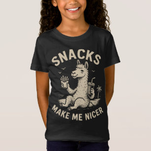 おやつで私も穏やかに Funny Llama Vintage Design Tシャツ