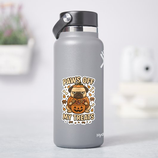 おやつに手を出すな グランピー・パグのかぼちゃ ハロウィン シール (HydroFlask)