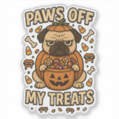おやつに手を出すな グランピー・パグのかぼちゃ ハロウィン シール (正面)