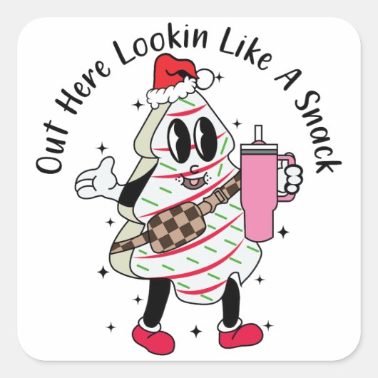 おやつに見える – クリスマスツリーケーキ スクエアシール (正面)