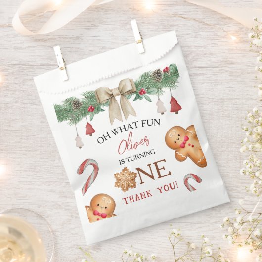 おやつの楽しいクリスマスクッキー 初めての誕生日 フェイバーバッグ (クリップ留めされた状態)