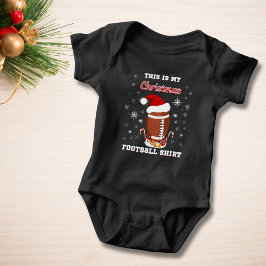 おやつ付きクリスマス フットボールTシャツ ベビーボディスーツ